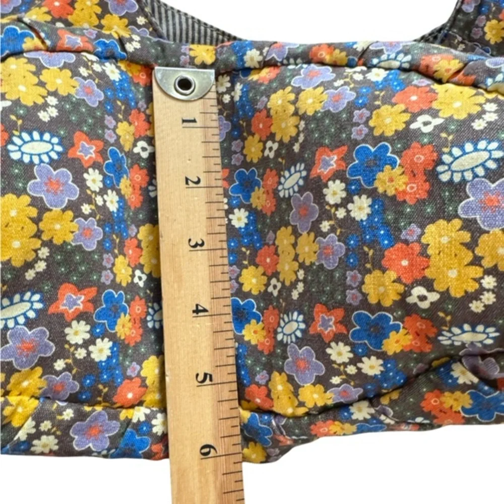 Y2K Unionbay large‎ fabric hobo tote with accent bow brown-multicolored
